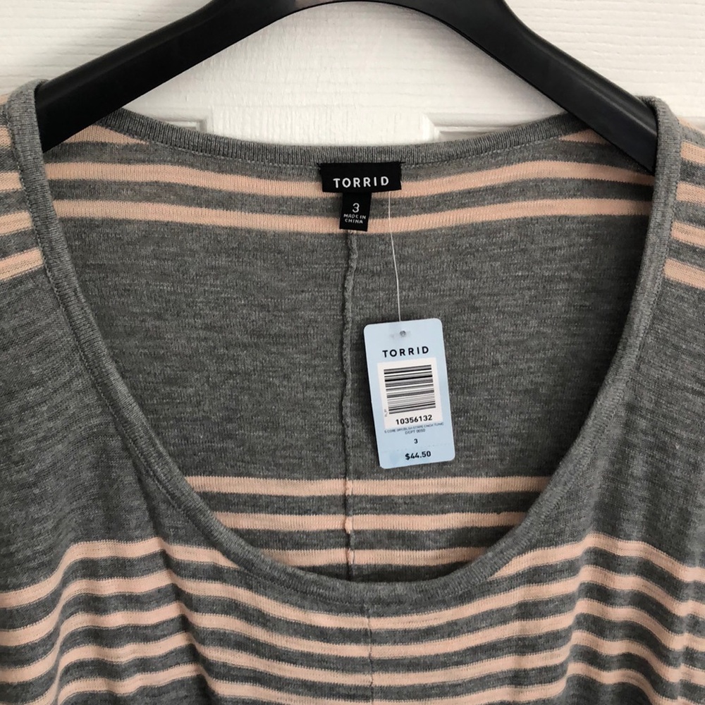 NWT Torrid Pink/Gray Striped Sweater